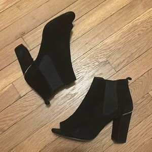 WHBM suede black peep toe booties